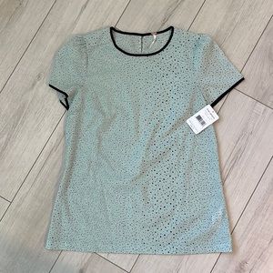 Free people mint green and black short sleeve blouse sz xs